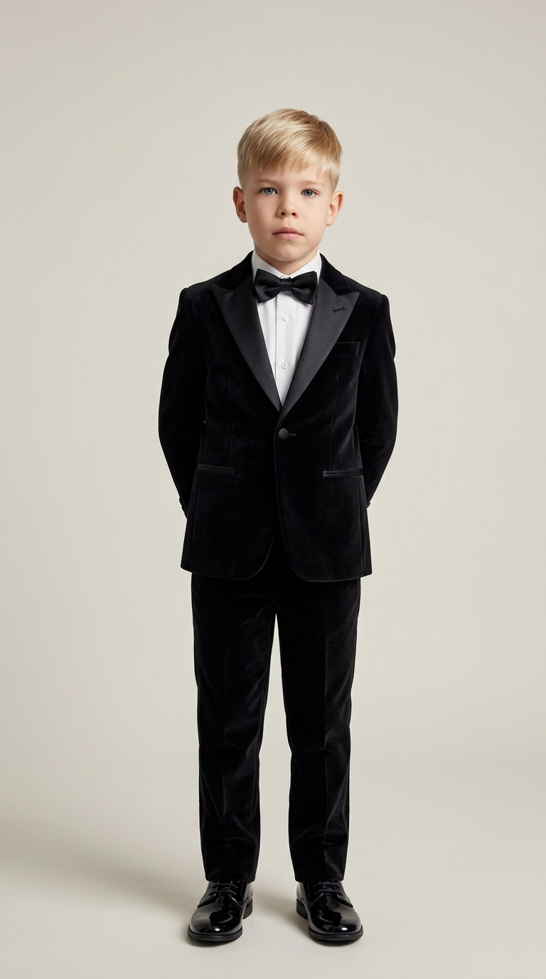 Black velvet tuxedo studio portrait